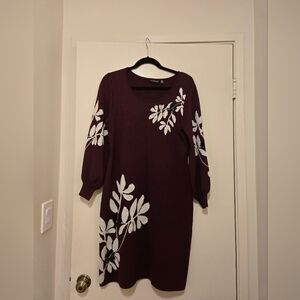 Women's Nina Leonard Sweater dress with blouse sleeves sz L